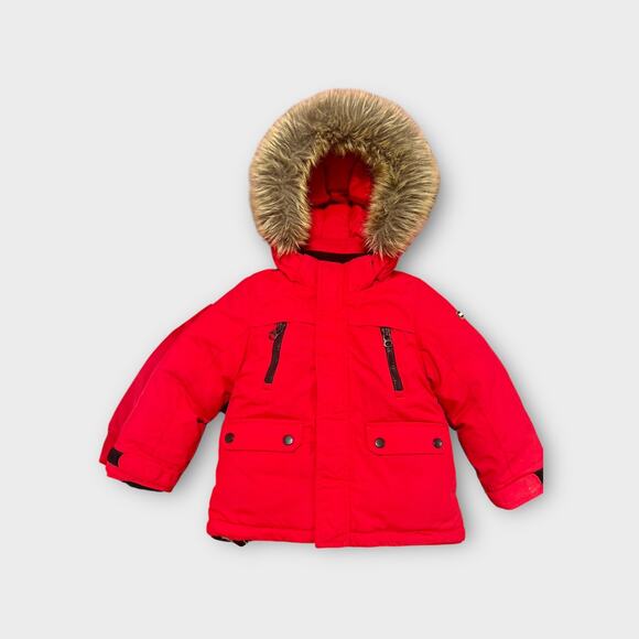 Toddler Tommy Hilfiger Hooded Fur Trim Parka Red 2T - Picture 2 of 8